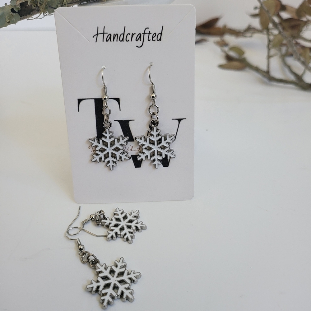 Handcrafted Winter Snowflake Earrings by TerriBWhite Designs